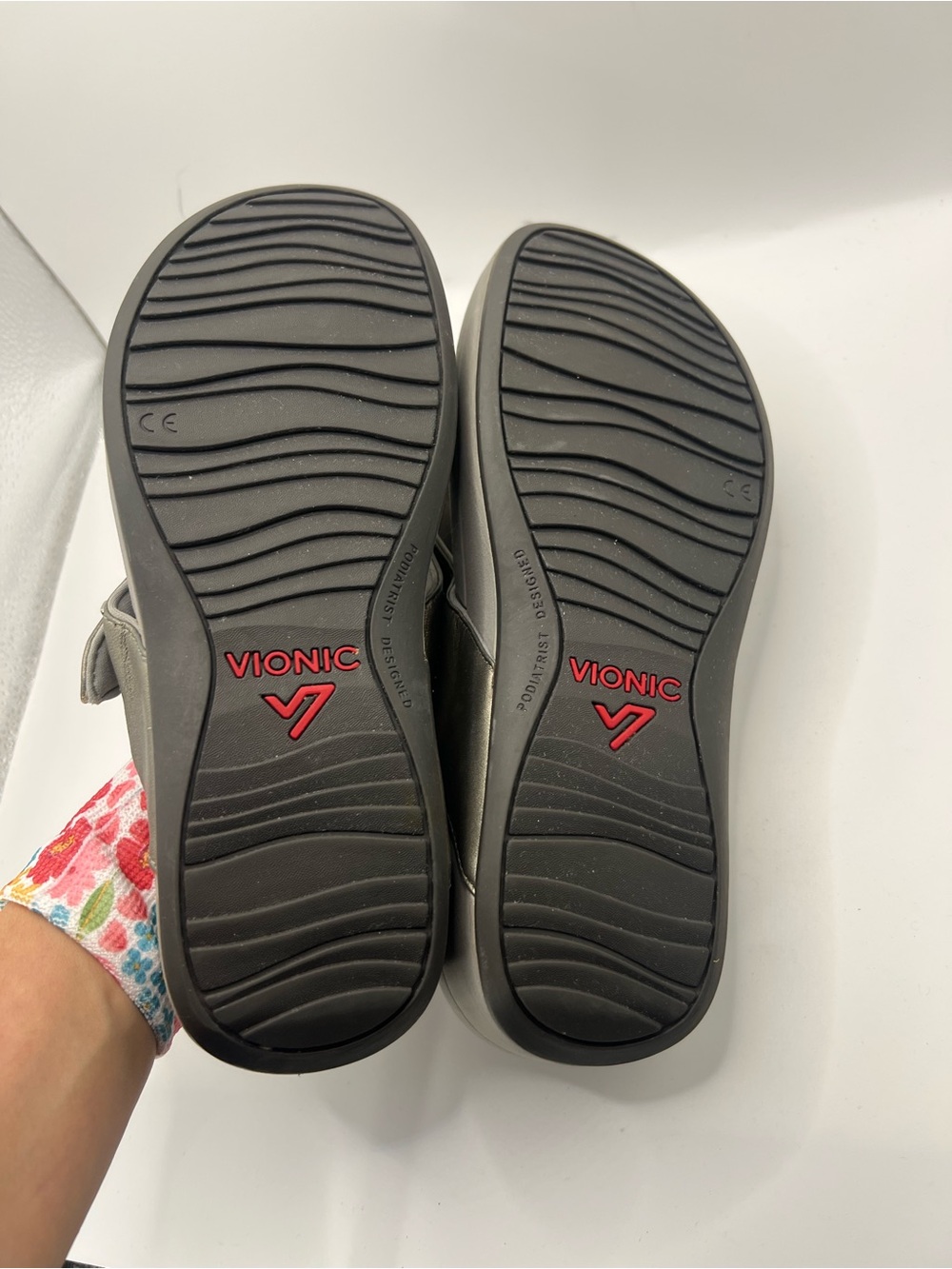 Vionic Metallic Gray Studded Thong Sandals - Picture 11 of 12